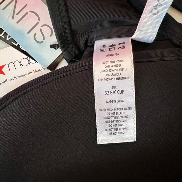 SUNDAZED BRA SIZE 32 B/C BIIKINI TOP Black Wire Top NWT - Picture 4 of 6